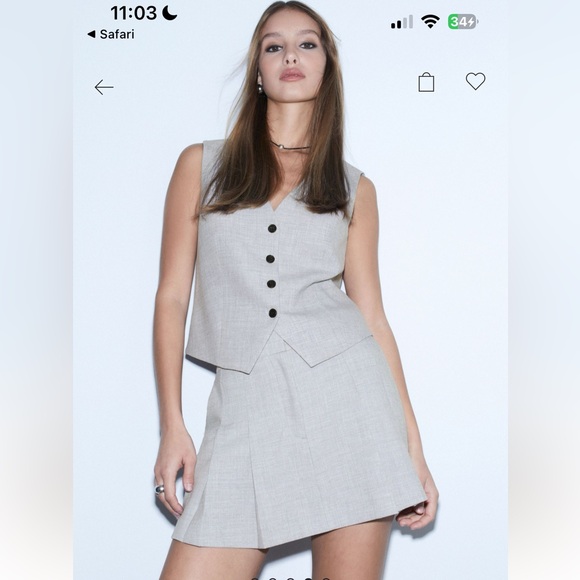 Dynamite | Millie Tailored 4 Button Vest, Heather Light Grey, XS - Picture 3 of 11